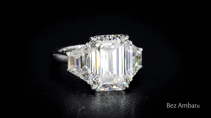 Emerald Cut Diamond Ring - Three Stones